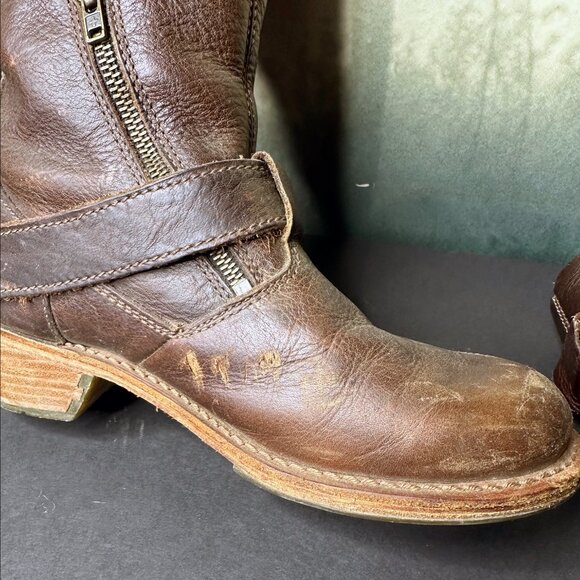 Dr. Martens Brown Leather Buckle Harness Biker Boots Tall Docs US 8 UK 6 - Picture 7 of 10